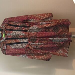 DAVINA Chic Patchwork Long Sleeve Dress/Top Size XXL